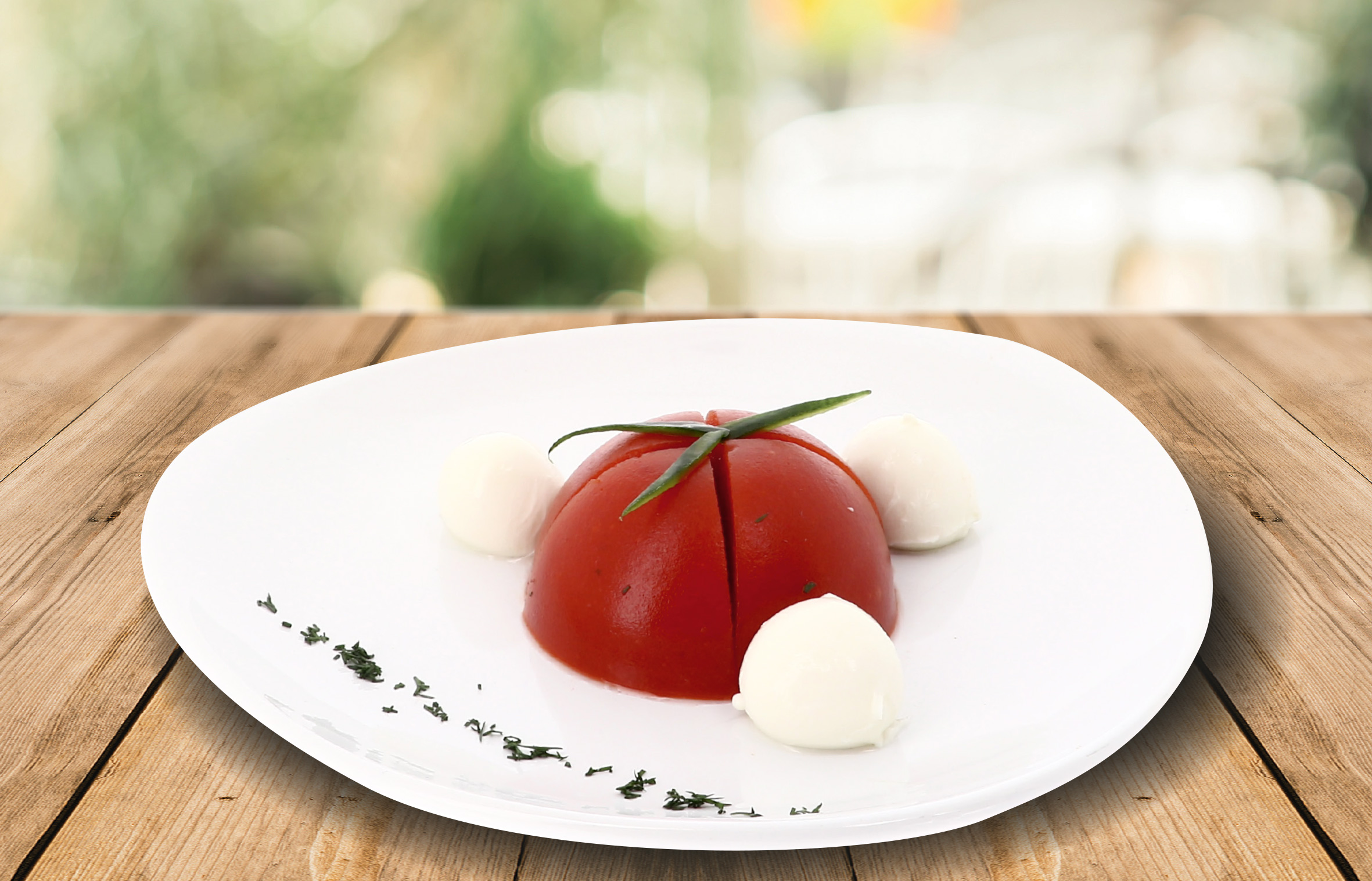 Recette tomate mozarella texture manger main